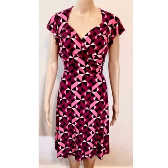 NWT Leota pink sweetheart wrap midi dress Medium M - Picture 2 of 8